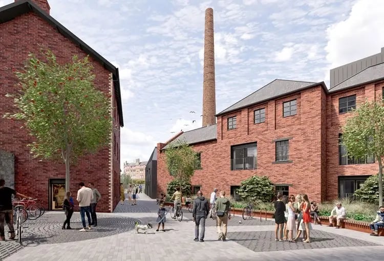 This £60 million Gorgie development recently received planning approval. It will redevelop the B-listed former Caledonian Brewery to create 168 homes.
